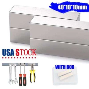 LOT Big Super Strong Block Square Rare Earth Neodymium Magnets 40*10*10mm - Picture 1 of 12