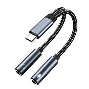 Répartiteur casque et microphone USB-C vers 3,5 mm 16 bits type C vers double 3,5 mm - Photo 1 sur 5