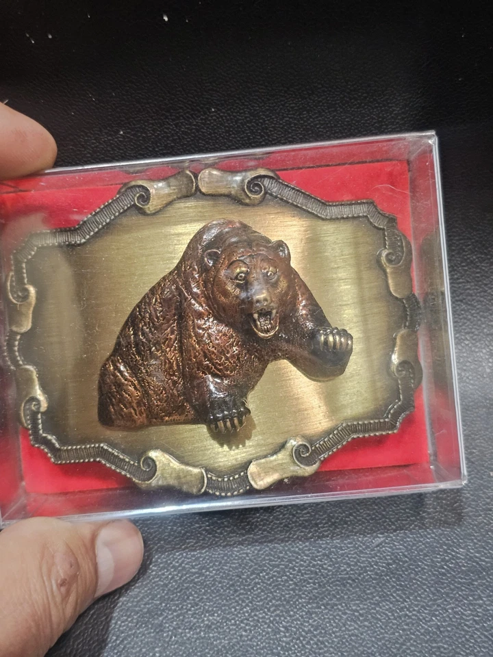  Vintage Raintree 3D Grizzly Bear Brass Buckle Outdoors Wildlife Western USA V8 - Image 1 of 4