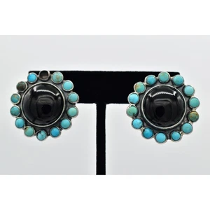Fredrico Jimenez Ohrclips Türkis Onyx 925 Silber Navajo signiert Bin7 - Bild 1 von 12