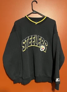 Vintage Starter Sweatshirt Large Pittsburgh Steelers NFL Football Embroidery 90s - Picture 1 of 5