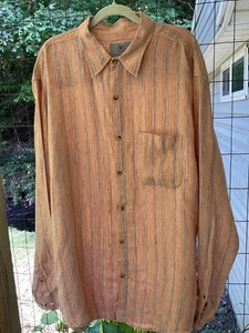 Territory Ahead Herren 2XL Hemd mit Knopfleiste 100% Leinen gestreift langarm - Bild 1 von 7