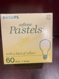 60 Watt Light Bulbs Softone Pastels With A Hint Of Yellow Philips 2 Bulbs NIB - Picture 1 of 4