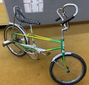 Vintage WESTERN Flyer  THE WILD ONE BANANA SEAT BICYCLE !! Green/yellow/ Chrome - Picture 1 of 8