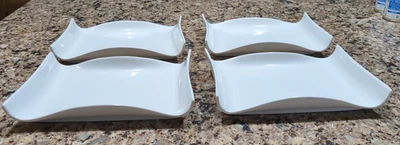 Platos rectangulares curvos esculpidos blancos Ten 10 Strawberry Street 4 Foto 1 de 4
