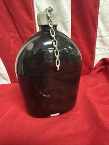 WW2 US Army Porcelain Steel Black Enameled Canteen Water A092 - Picture 1 of 14