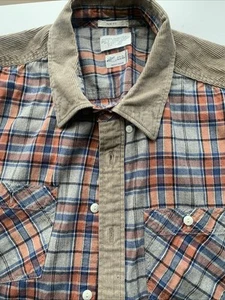 All Saints Mens Long Sleeve Check Shirt - Large Brown Corduroy - Picture 1 of 9