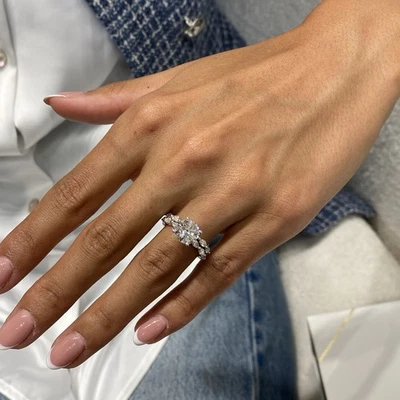 Diamond Band Bridal Ring Set IGI Certified E VS1 3.5Ct Labcreated 18K White Gold - Image 1 of 4