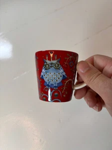 Iittala “Taika” Espresso Cup & Saucer Set Red Pattern 3.4 oz 4.5″ Finland - Picture 1 of 4