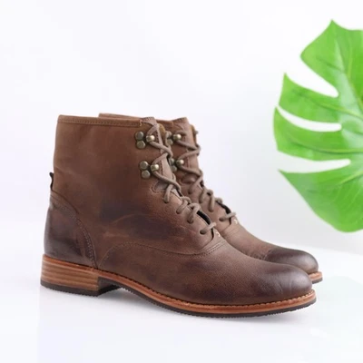 Sebago Womens Jayne Mid Boot Size 7.5 Taupe Brown Leather Lace Up Combat Booties - Image 1 of 4