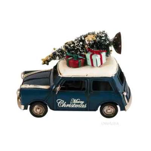 Handmade 1960s Mini Cooper Christmas Iron Car Model Set of 2 W/ Headlights - Picture 1 of 10