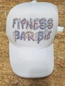 Women Fitness Barbie white Cap Bling glitter Sparkly Workout Fitness Yoya Hat - Picture 1 of 3