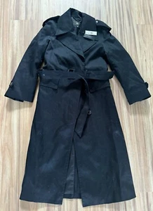 NWT ($180) Women’s Long Black Trench Coat BR Water Resistant Size Small - Picture 1 of 8