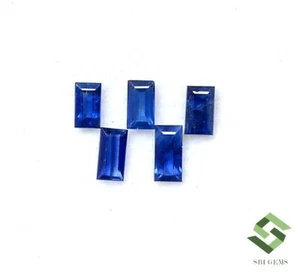 4x2.50 mm To 5x2.50 mm Natural Blue Sapphire Baguette Cut Lot 05 Pcs Gemstones - Picture 1 of 8