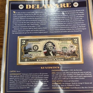 2013 2 Dollar Bill Delaware Note Colorized - Picture 1 of 1