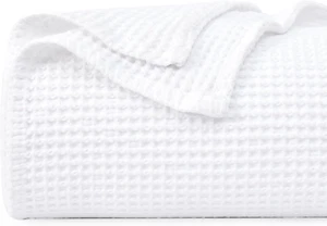 PHF 100% Cotton Waffle Weave Blanket Twin Size 66"X90" - Lightweight Cozy Washed - Picture 1 of 12