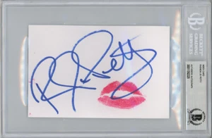 RHONDA JO PETTY SIGNED 4x6 INDEX CARD + LIP PRINT XXX PORN ADULT BECKETT BAS - Picture 1 of 1