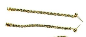 14K Yellow Gold Front/Back Chain Hoop Earrings Can be Mixed with other posts - Picture 1 of 6