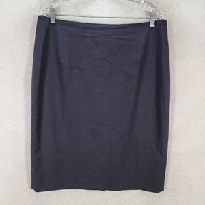 Hugo Boss Navy Virgin Wool Stretch Classic Straight Pencil Womens Skirt Size 14 - Picture 1 of 24