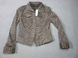 White House Black Market Jacket Womens 4 Brown Zebra Denim Long Sleeve With Tags - Picture 1 of 13
