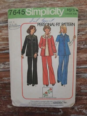 Simplicity 7645 Vintage 70' Misses' Maternity Shirt Jacket Pants Sizes 14,16  UC - Image 1 of 2