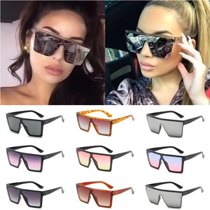 Ladies Flat Top Square Oversized Fashion Designer Celeb Sunglasses Women Shades - Afbeelding 1 van 16