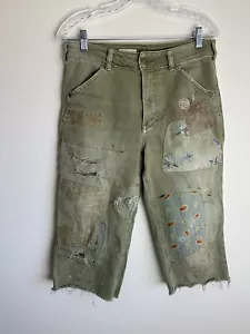 Pilcro 28 The Wanderer Pantalone Jeans Verde Ricamato Patch Crop Barrel - Foto 1 di 8