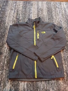 The North Face Boys Large Gray & Neon Yellow Full Zip Jacket With Pockets - Picture 1 of 12