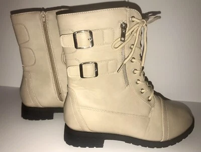 Botas estilo combate Charlotte Russe cierre con cremallera y cordones talla 8M cuero vegano Foto 1 de 4