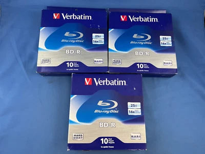 30 Total Verbatim Blu-ray Disc BD-R 25GB 16X ~ Recordable ~ Free Shipping ~ - Image 1 of 4