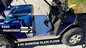 ezgo MARATHON golf cart Highly Polished Aluminum Diamond Plate 2 pc Floor Cover - Bild 1 von 7