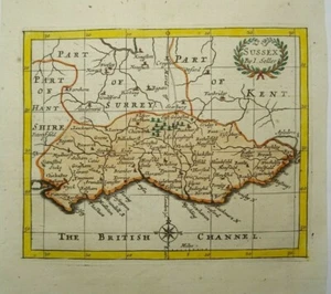 Antique map of Sussex by John Seller 1701 - Picture 1 of 3