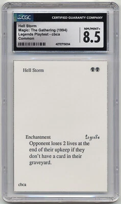 Graded Hell Storm CGC 8.5 NM-MT+ Legends Playtest Card 1994 MTG Magic Vintage! - Image 1 of 2