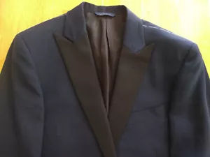 NWOT Brooks Brothers Slim Fit Dark Blue Linen Peak Lapel Tuxedo Jacket 42L - Picture 1 of 7