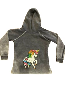 NWOT Sweatshirt Hoodie with Unicorn on Back  "vintage/worn look" size 5 Orig $65 - Picture 1 of 2