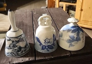 Dolphin China 5" Bell + 2 Danbury Mint Copenhagen B&G & FUKAGAWA, Set Of 3 Bells - Picture 1 of 16