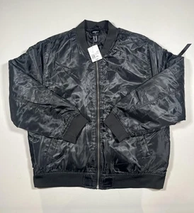 Nueva Chaqueta Forever 21 Para Hombre XXL Negra Bombardero Cremallera Frontal Ligera Nylon Informal - Imagen 1 de 6