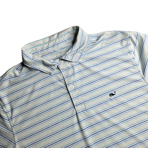 Vineyard Vines Poloshirt weiß blau grün gestreift Performance Stretch Herren M - Bild 1 von 9