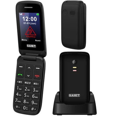 TELEFONO CELLULARE ANZIANI A SPORTELLINO VOLUME AMPLIFICATO SOS SAIET SCUDOtre - Immagine 1 di 4