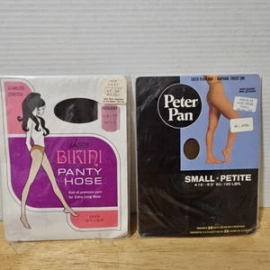 Lote 2 prs Pantimedias Vintage Nylon Hoisery Peter Pan y Bikini - Talla Pequeña Pequeña Pequeña - Imagen 1 de 4