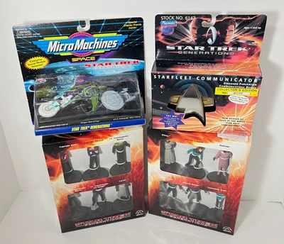 LOTE4 1994 Dos 6 Pack Generaciones Star Trek, 1 Micro Máquinas, 1 Comunicador NUEVO Foto 1 de 4