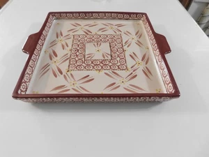 TEMPTATIONS OLD WORLD CRANBERRY SQ. SERVIERPLATTE KASSEROLLE MIT STIEL 1 QUART - Bild 1 von 8