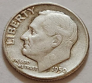 Moneda de diez centavos Roosevelt 1950 90 % plata (RD35) - Imagen 1 de 4