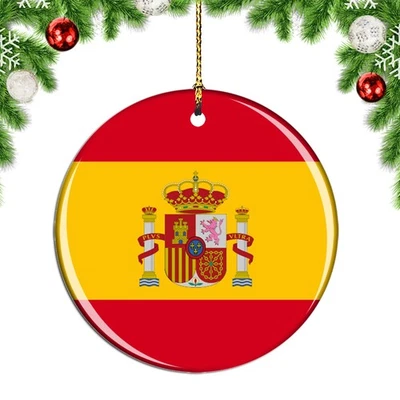 Spain Flag Round Christmas ornament city travel souvenir - Image 1 of 3