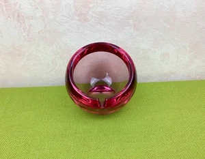 1969 Rare Viking Art Glass Thistle Pink Slant Orb Ashtray Atomic Mid Century - Picture 1 of 24