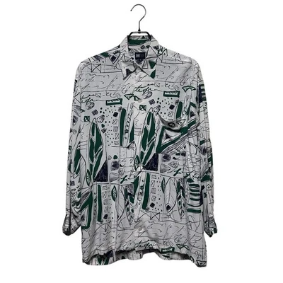 645 anos 80 Issey Miyake design estúdio camisa rayon vintage masculina arquivo M raro - Imagem 1 de 4