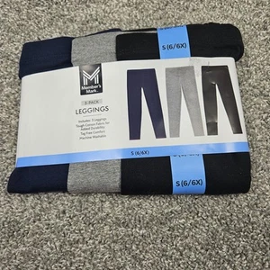 Member's Mark Leggings Girls Size 6/6X 3-Pack Elastic Waistband Cotton Tag Free - Picture 1 of 6