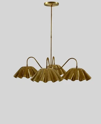 Handcrafted Mid Century Brass Sputnik Chandelier Fluted Pendant Light Home Decor - Image 1 of 4