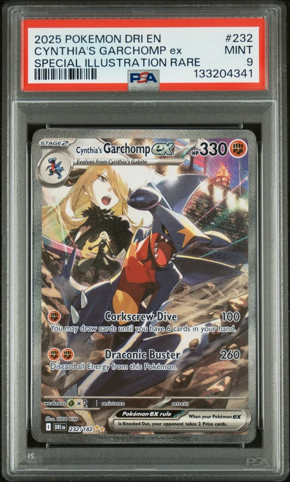 PSA 9 Cynthia's Garchomp ex 232/182 Sv10: Destined Rivals Holo - Image 1 of 2