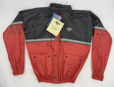 Chaqueta de lluvia para hombre Nelson Rigg CA-250 con capucha y cremallera roja negra pequeña impermeable nueva con etiquetas Foto 1 de 4